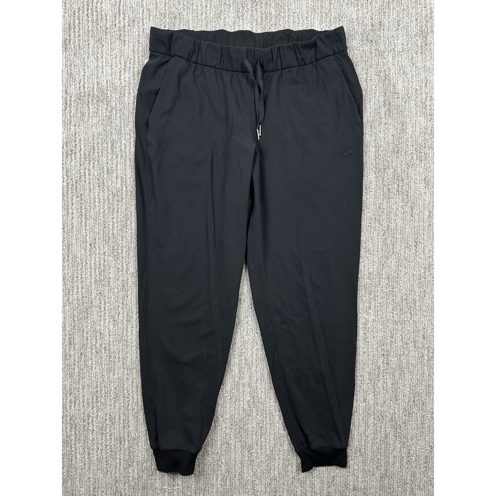 Lululemon Jogger Pants Womens 12 Black Elastic Waist Drawstring Pockets Yoga